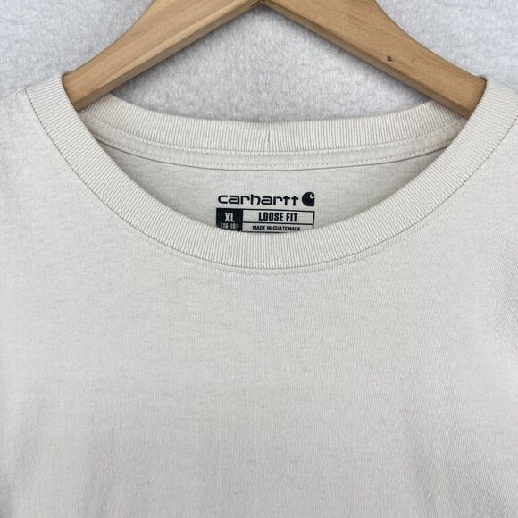 CARHARTT Shirt Boys XL 16-18 Loose Fit Heavyweight Long Sleeve Cotton Beige - Picture 8 of 14